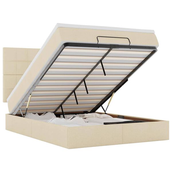 vidaXL Otomanski krevet s madracem i LED krem 140x190 cm tkanine