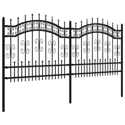 vidaXL Vrtna ograda sa šiljcima crna 140 cm od čelika obloženog prahom