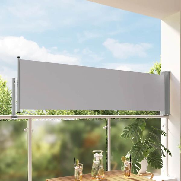 vidaXL Uvlačiva bočna tenda za terasu 80 x 300 cm siva