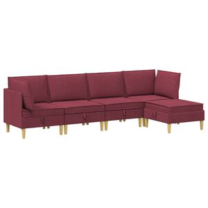 vidaXL Modularni set sofe sa skladi&scaron;tem 5 kom. Vinska crvena Tkanina