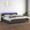 vidaXL Krevet box spring s madracem LED tamnosmeđi 200x200 cm tkanina