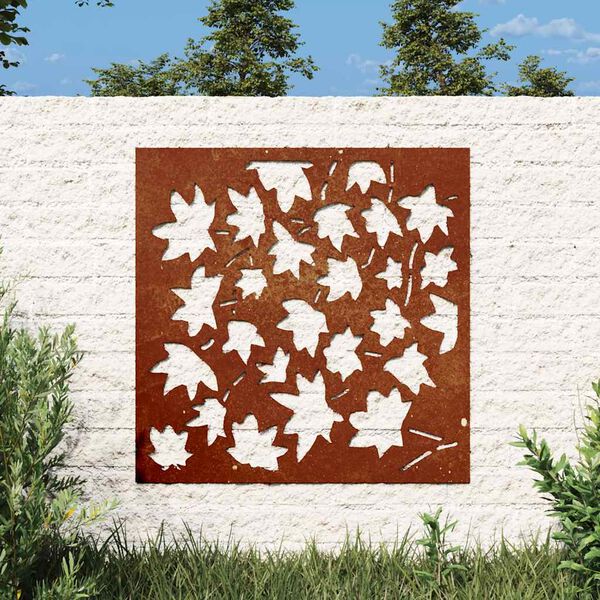 vidaXL Vrtni zidni ukras 55x55 cm čelik CORTEN uzorak javorovog li&scaron;ća