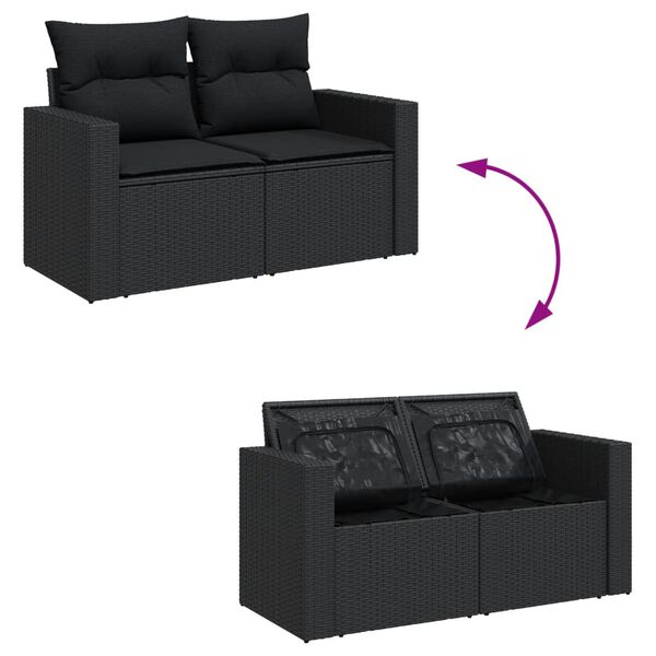 vidaXL 8-dijelni set vrtnih sofa od poliratana s jastucima crni
