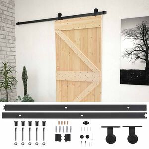 vidaXL Klizna vrata 100 x 210 cm Masivna borovina Prirodna i crna