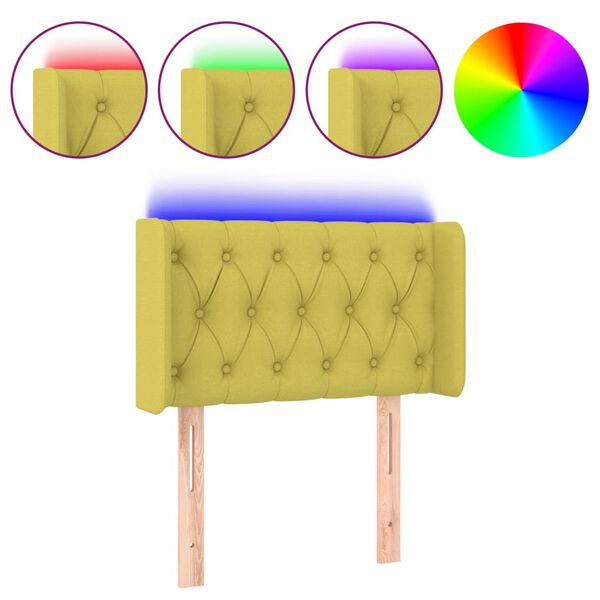 vidaXL LED uzglavlje zeleno 83x16x78/88 cm od tkanine