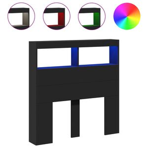 vidaXL Ormarić za uzglavlje s LED svjetlima crni 100 x 17 x 102 cm