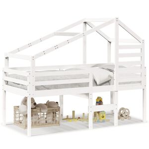 vidaXL Visoki krevet s krovom bijeli 80 x 200 cm od masivne borovine