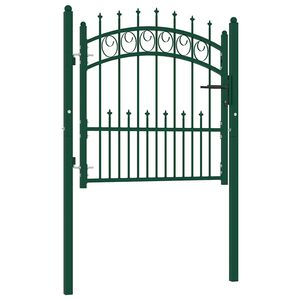 vidaXL Vrata za ogradu EMMEN s &scaron;iljcima čelik 104x97 cm zelena