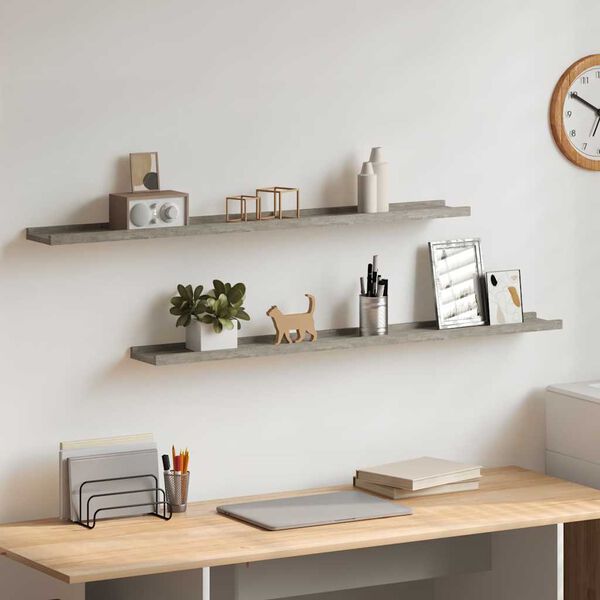 vidaXL Zidne police 2 kom siva boja betona 100 x 9 x 3 cm