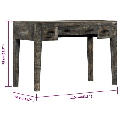 vidaXL Radni stol crni 110 x 50 x 75 cm od masivnog drva manga