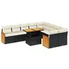 vidaXL 10-dijelni set vrtnih sofa s jastucima crni od poliratana