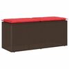 vidaXL Vrtna klupa s jastukom smeđa 110x40x44 cm od poliratana