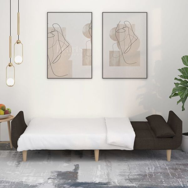 vidaXL Dvosjed na razvlačenje s dva jastuka tamnosmeđi od tkanine