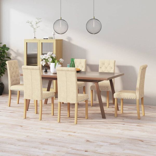 vidaXL Blagovaonske stolice od tkanine 6 kom krem