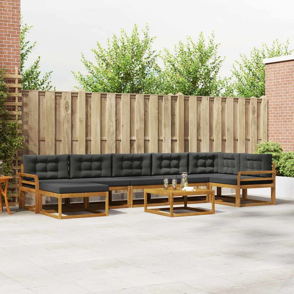 vidaXL Set vanjskih sofa s jastukom 8 pcs Prirodna i antracit