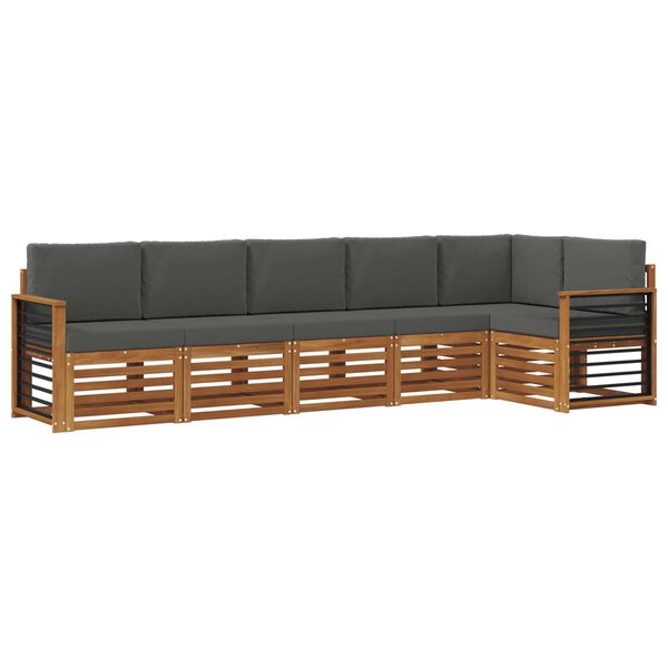 vidaXL Setovi sofa 6 pcs Prirodna i antracit Čvrsto drvo akacije