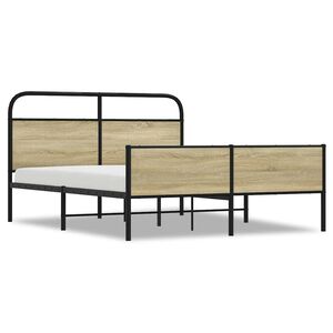vidaXL Metalni okvir kreveta bez madraca boja hrasta sonome 150x200 cm