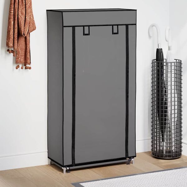 282430 vidaXL Shoe Cabinet with Cover Grey 58x28x106 cm Fabric
