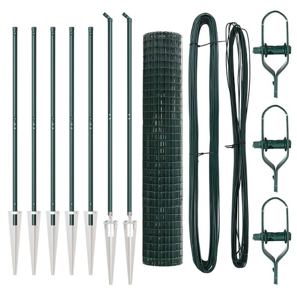 vidaXL Ograda s postovima Zelena 1,6 x 10 m Čelik i PVC