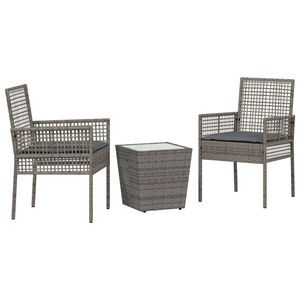 vidaXL Bistro set za vrt 3 pcs Siva poliratan