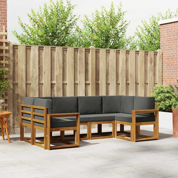 vidaXL Set vanjskih sofa s jastukom 6 pcs Prirodna i antracit