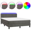 vidaXL Krevet box spring s madracem LED tamnosivi 140x200 cm bar&scaron;un
