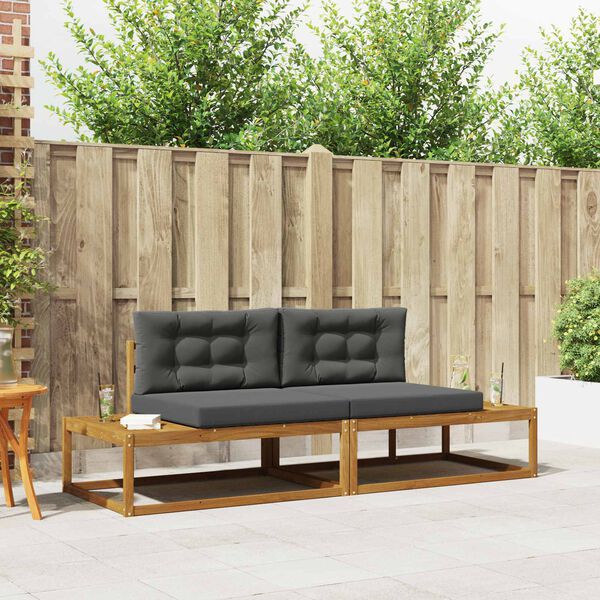 vidaXL Set vanjskih sofa s jastukom 2 Komad Prirodna i antracit