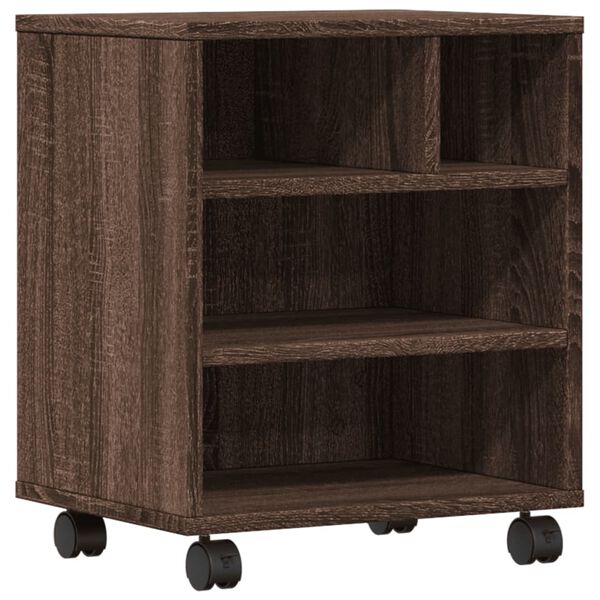 vidaXL Stalak za pisač s kotačima smeđa boja hrasta 41 x 32 x 48 cm