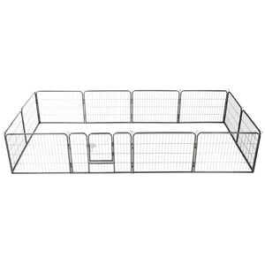vidaXL Ograda za pse s 12 ploča od čelika 80 x 60 cm crna
