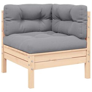 vidaXL Kutna vrtna sofa sa sivim jastucima od masivne borovine