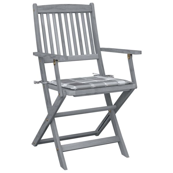 vidaXL Sklopive vrtne stolice s jastucima 4 kom masivno bagremovo drvo