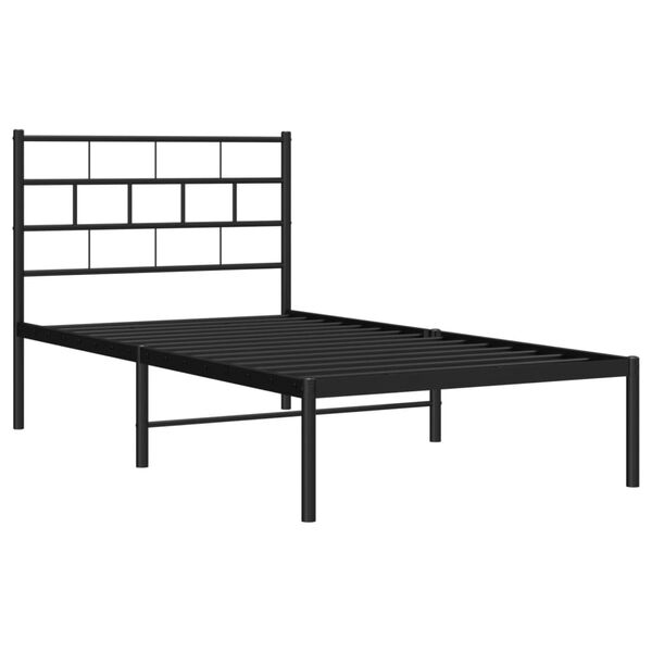 vidaXL Metalni okvir za krevet s uzglavljem crni 75x190 cm