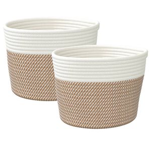 vidaXL Ko&scaron;are za pohranu 2 kom smeđe-bijele &Oslash; 24 x 18 cm pamučne