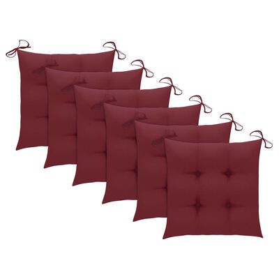 vidaXL Vrtne stolice s bordo jastucima 6 kom od masivne tikovine