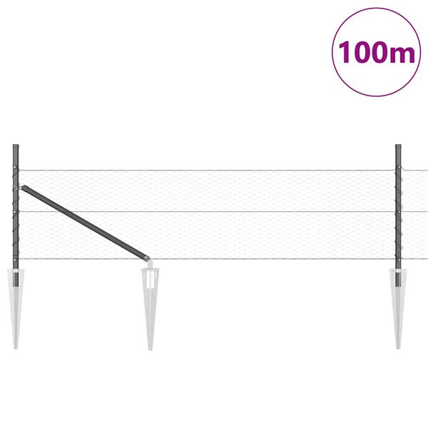 vidaXL Stup za ogradu Siva 100 x 0,4 m (mreža 25 mm) Čelik i PVC