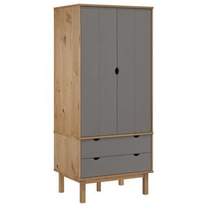 vidaXL Ormar OTTA smeđe-sivi 76,5 x 53 x 172 cm od masivne borovine