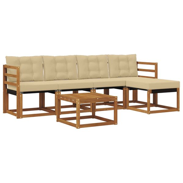 vidaXL Set vanjskih sofa s jastukom 6 pcs Prirodna i bež