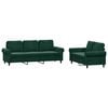 vidaXL 2-dijelni set sofa s jastucima tamnozeleni bar&scaron;unasti