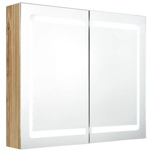 vidaXL LED kupaonski ormarić s ogledalom boja hrasta 80 x 12 x 68 cm