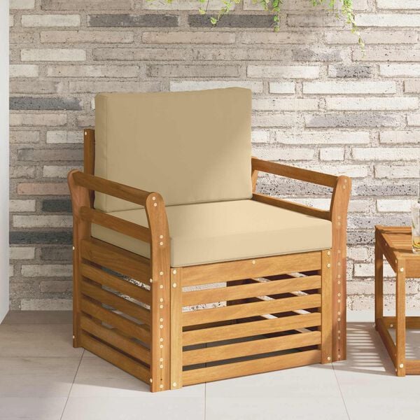 vidaXL Set vanjskih sofa Čvrsto drvo akacije i poliester Prirodna