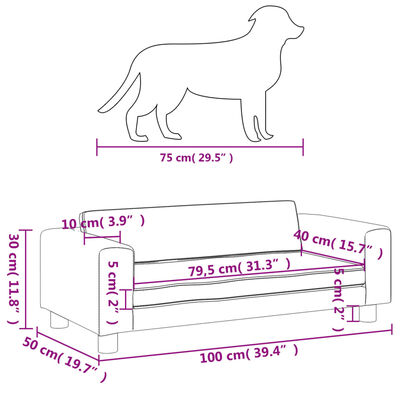 vidaXL Krevet za pse s produžetkom smeđi 100 x 50 x 30 cm baršunasti