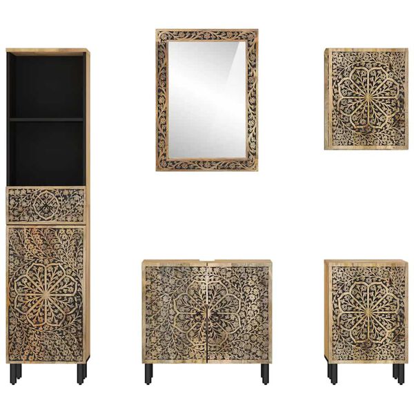 vidaXL 5-dijelni set kupaonskog namje&scaron;taja od masivnog drva manga