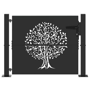 vidaXL Vrtna vrata Crna 85 x 105 cm Čelik s praškastim premazom