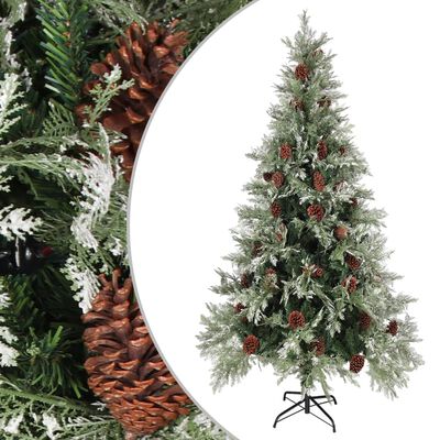 vidaXL Božićno drvce sa šiškama zeleno-bijelo 225 cm PVC i PE
