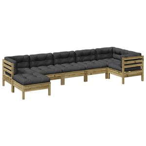 vidaXL 7-dijelni set vrtnih sofa od impregnirane borovine s jastucima