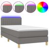 vidaXL Krevet box spring s madracem LED tamnosivi 100x200 cm tkanina