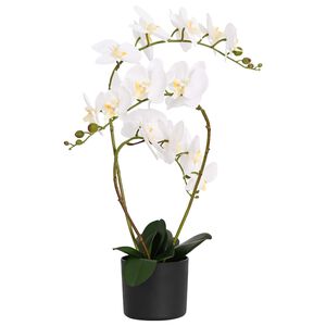 vidaXL Umjetna orhideja s saksijom Bijela 45 x 15 x 65 cm
