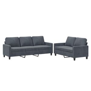 vidaXL 2-dijelni set sofa s jastucima tamnosivi bar&scaron;unasti