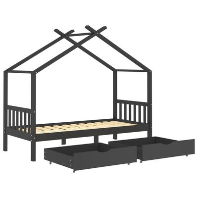 vidaXL Okvir za dječji krevet s ladicama tamnosivi 90x200 cm borovina