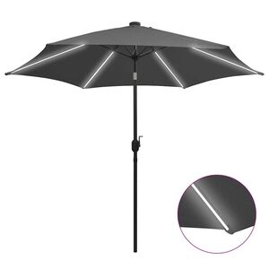 vidaXL Vrtni suncobran LED s aluminijskim stupom 300 cm antracit